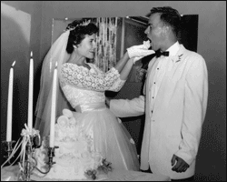 Louise and Bob on their wedding day