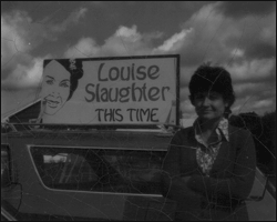 Louise and her campaign station-wagon